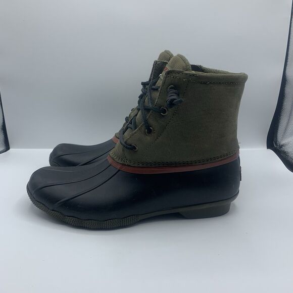Sperry Saltwater Grid Olive Top Sider Boot Women’s Size 8.5 - Picture 1 of 8